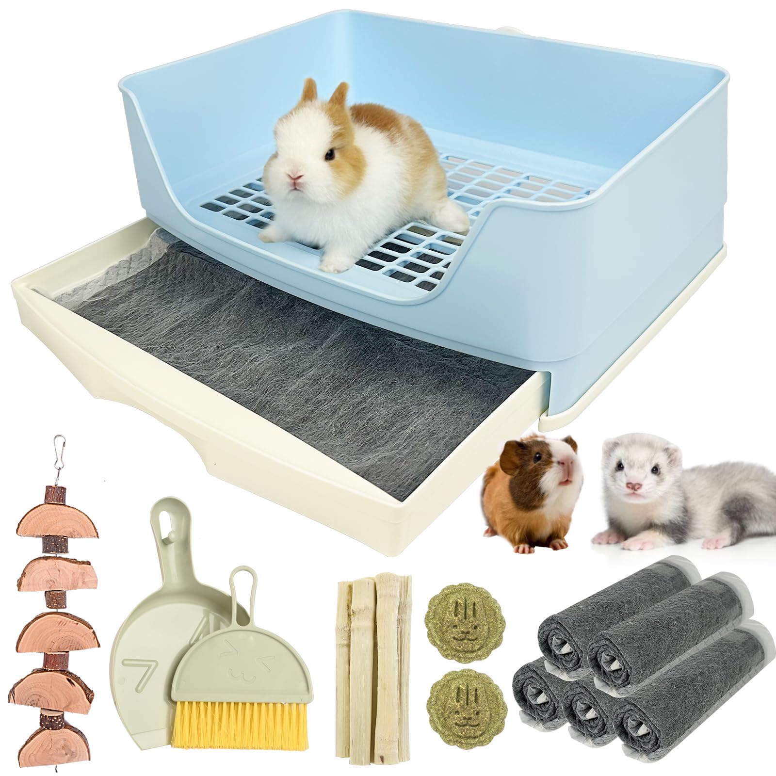 RubyHome oversize rabbit litter box with drawer for easy cleaning and ample space.