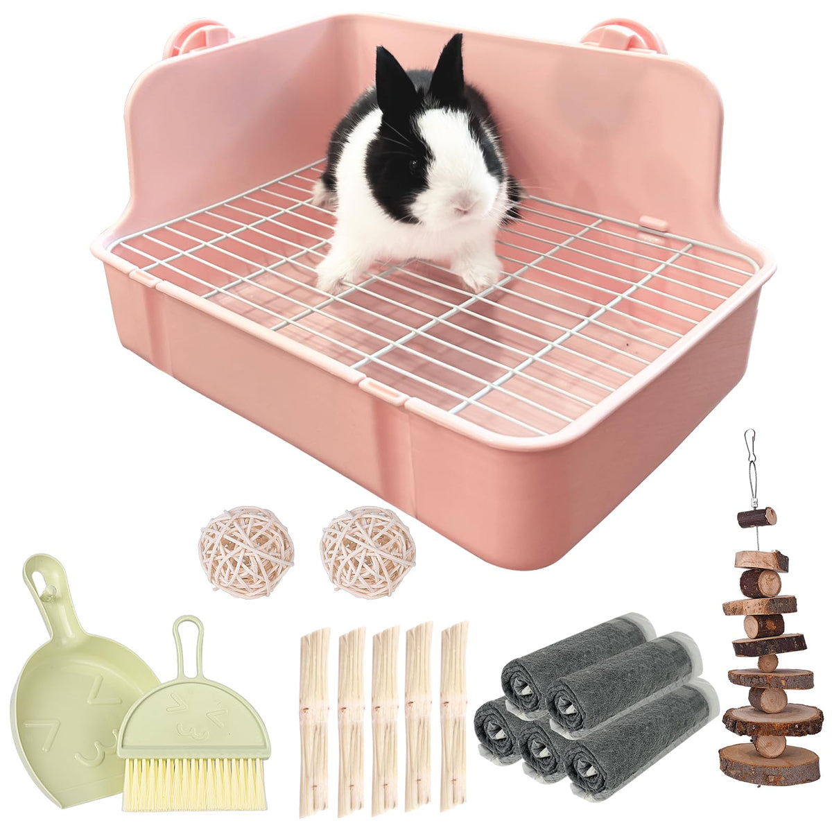 RubyHome Rabbit Litter Box with a deep design reduces mess and makes cleaning easier.