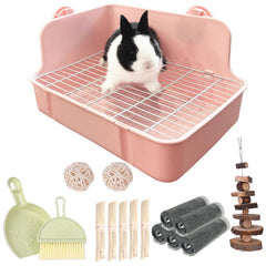 RubyHome Rabbit Litter Box with a deep design reduces mess and makes cleaning easier.