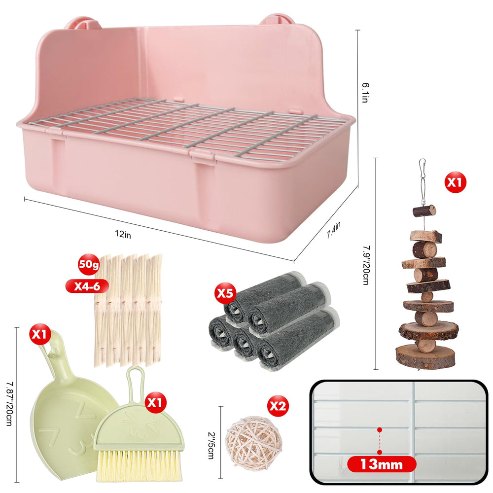 RubyHome Rabbit Litter Box shows easy-clean setup with removable grate for quick cleanup.