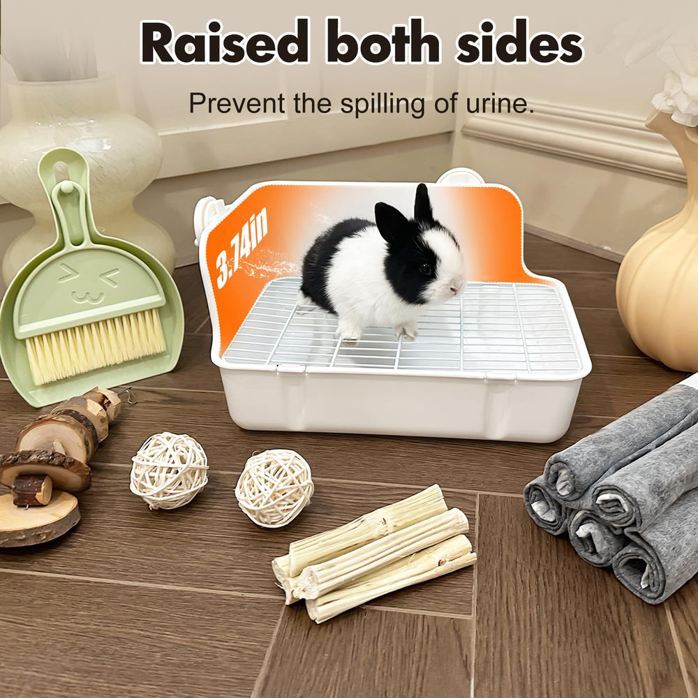 RubyHome rabbit litter box features secure mounting to prevent tipping.