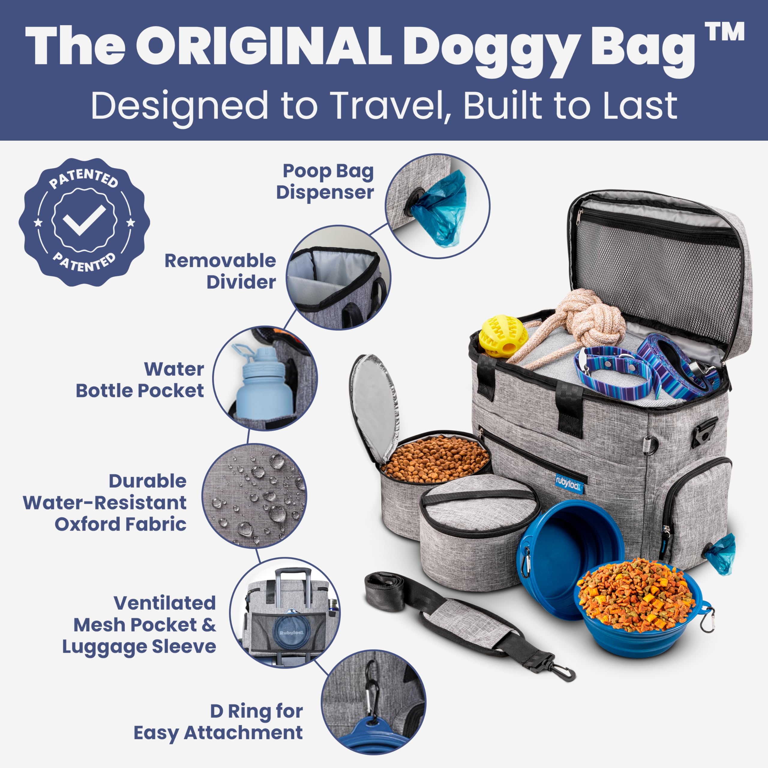 Rubyloo BPA-free collapsible dog bowls ready for on-the-go meals