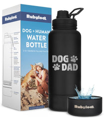 Rubyloo Dog Dad water bottle with 32 oz capacity for on-the-go hydration