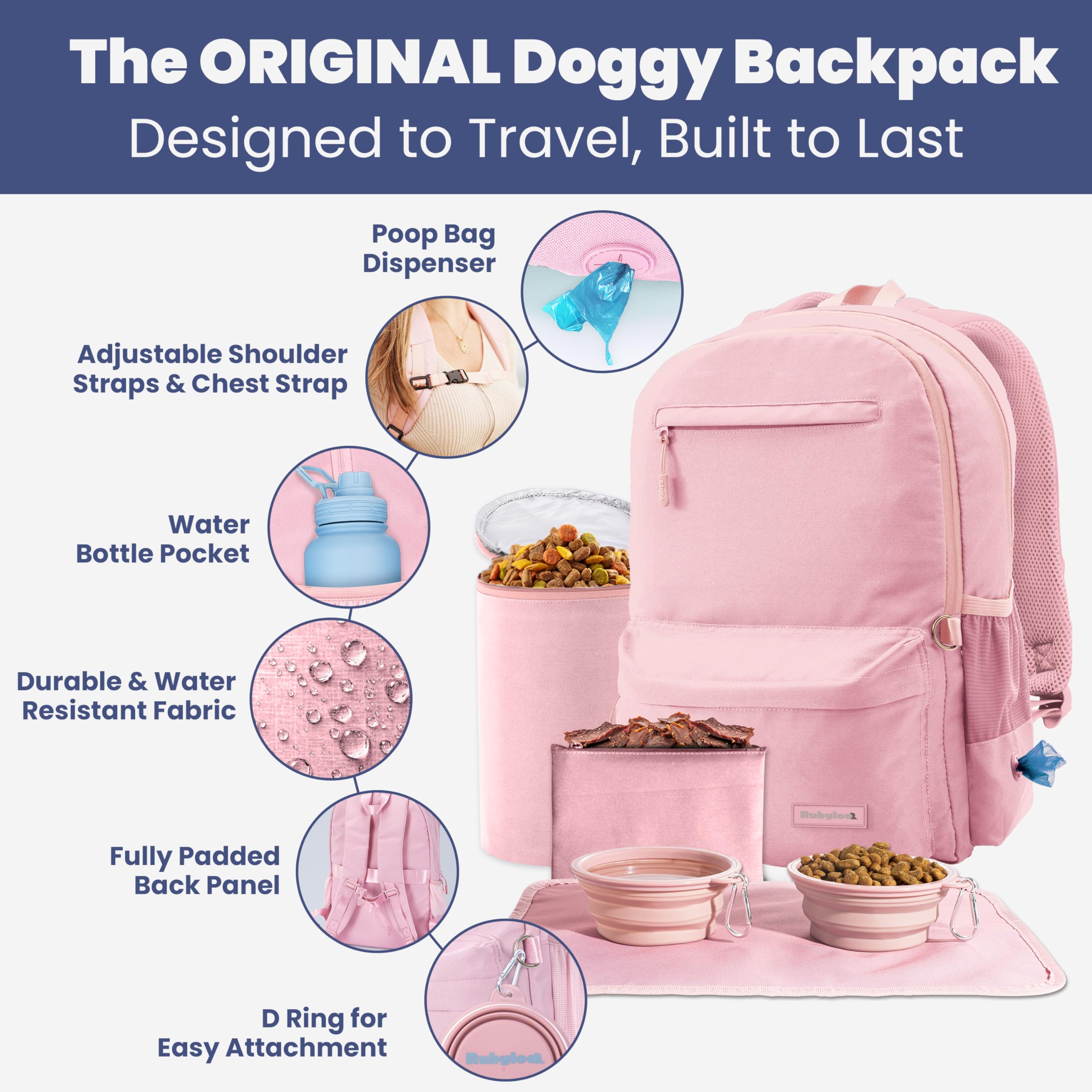 rubyloo dog travel bag two BPA-free collapsible bowls for convenient hydration