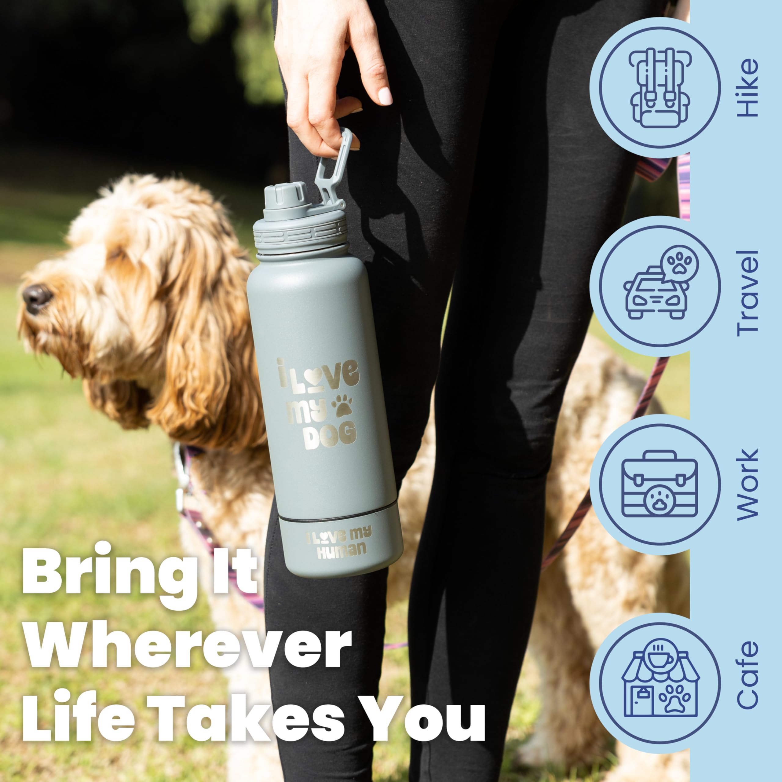 Rubyloo dog water bottle with leak-proof chug lid for clean hydration