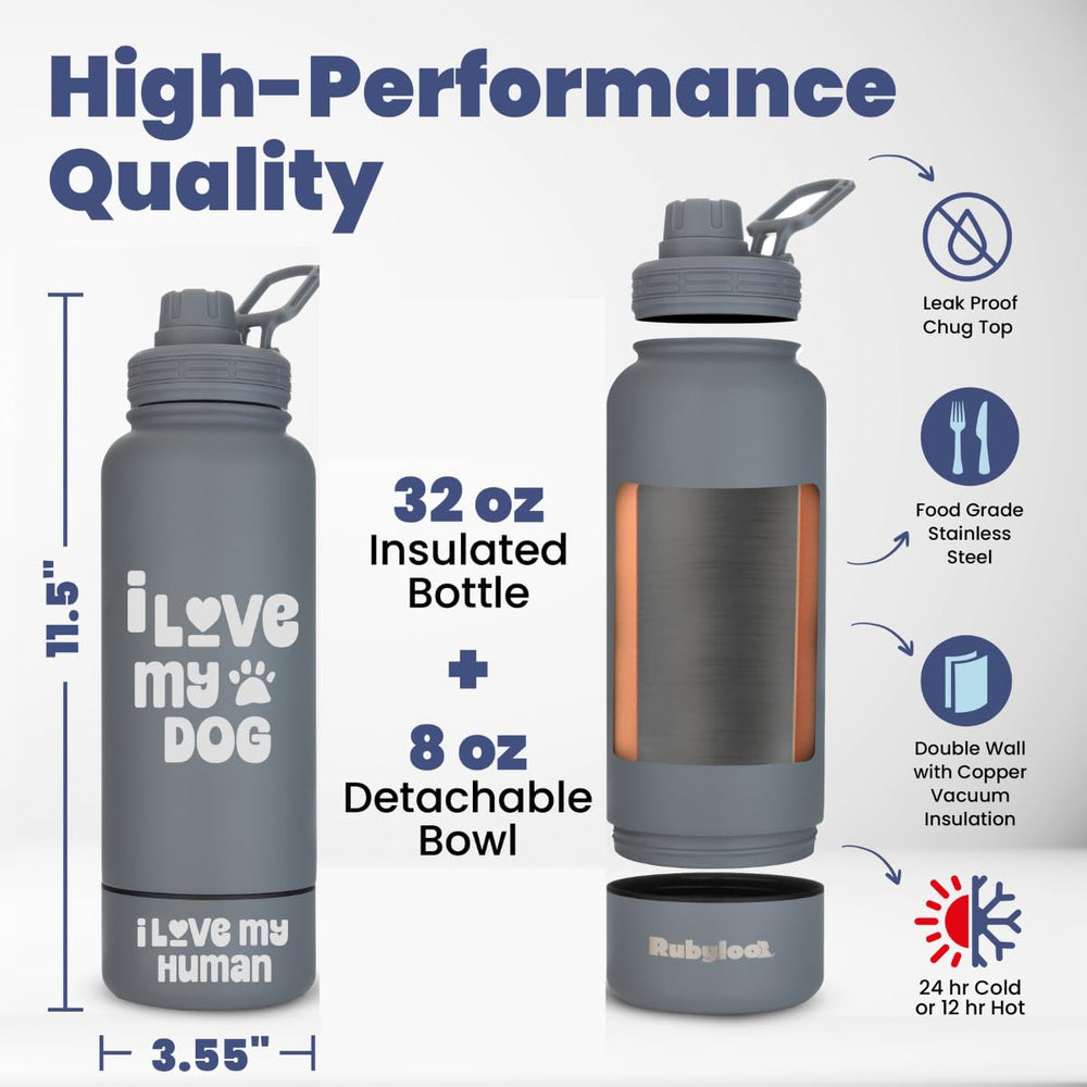 Rubyloo dog bottle twist-off base stores treats or small essentials