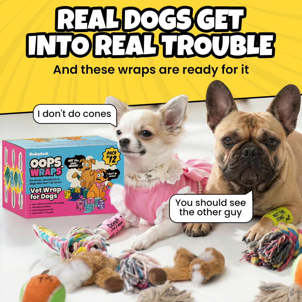 Rubyloo easy-tear dog wrap bandage for quick, hassle-free application.