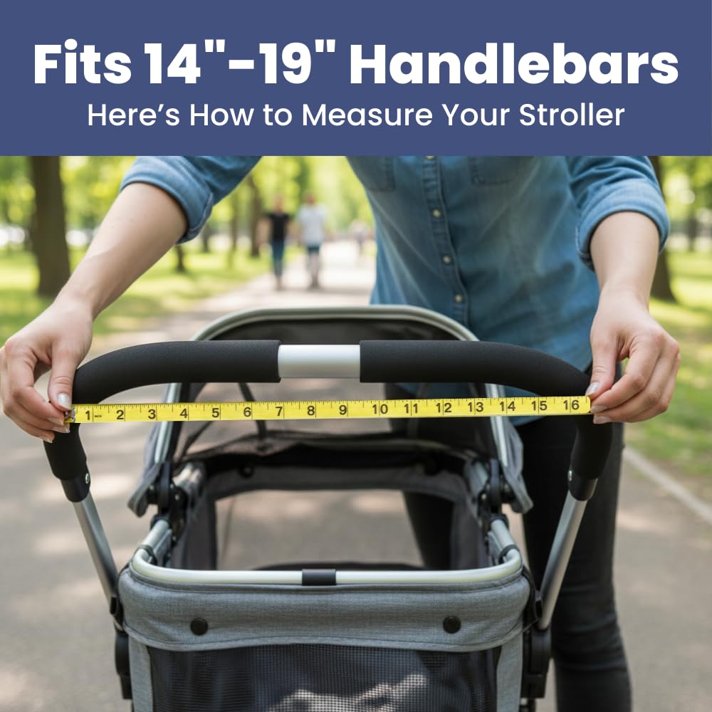 rubyloo fits most strollers with 14-19 inch handlebars.