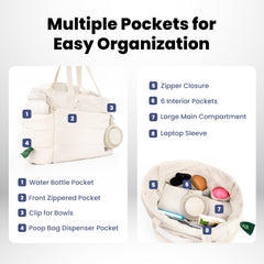 Rubyloo Puffer Bag's nine pockets help you stay organized.