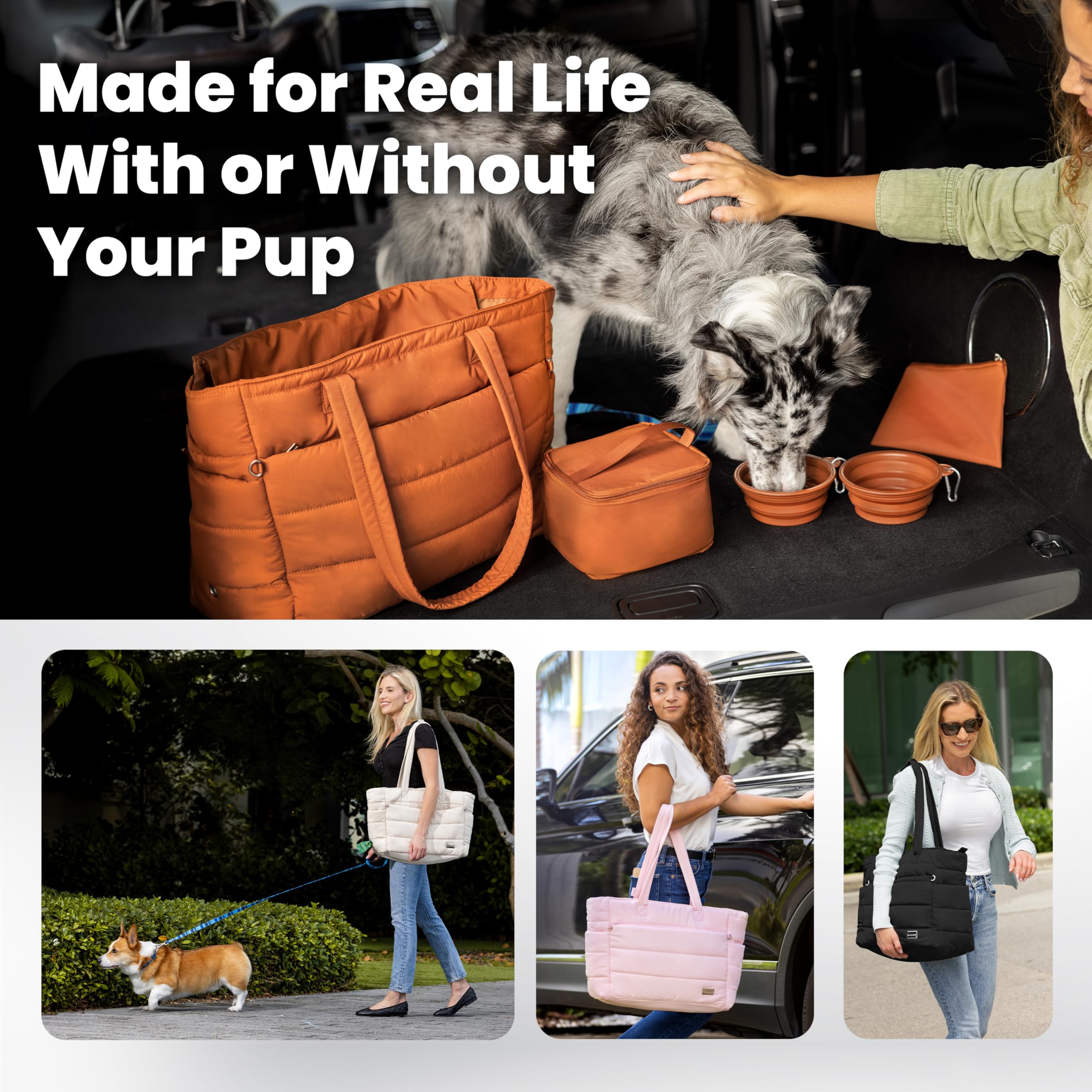 Rubyloo Puffer Dog Travel Bag with water-resistant nylon, easy cleaning after adventures