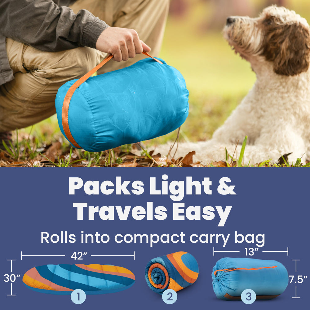 Rubyloo travel dog bed with compact travel bag for easy transport