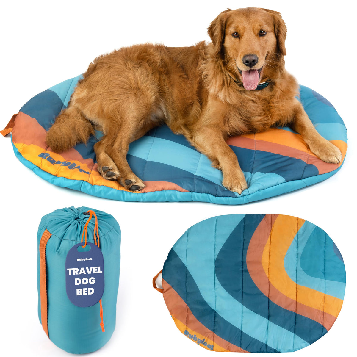 Rubyloo travel dog bed folded for easy packing and portable comfort