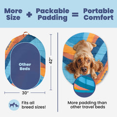 Rubyloo travel dog bed rolled into bag for on-the-go trips