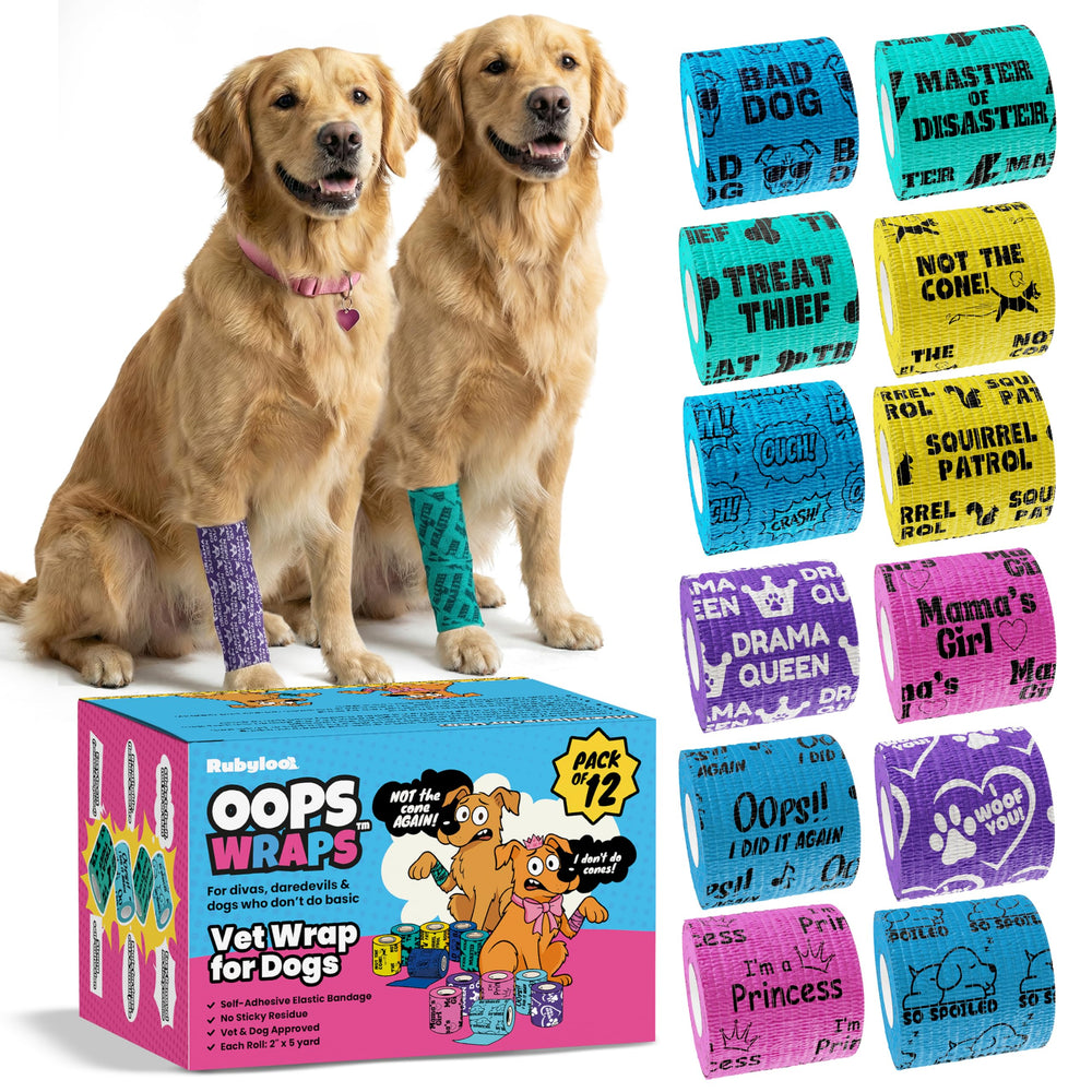Rubyloo Vet Wrap bandage 2in dog wrap with self-adhesive support.
