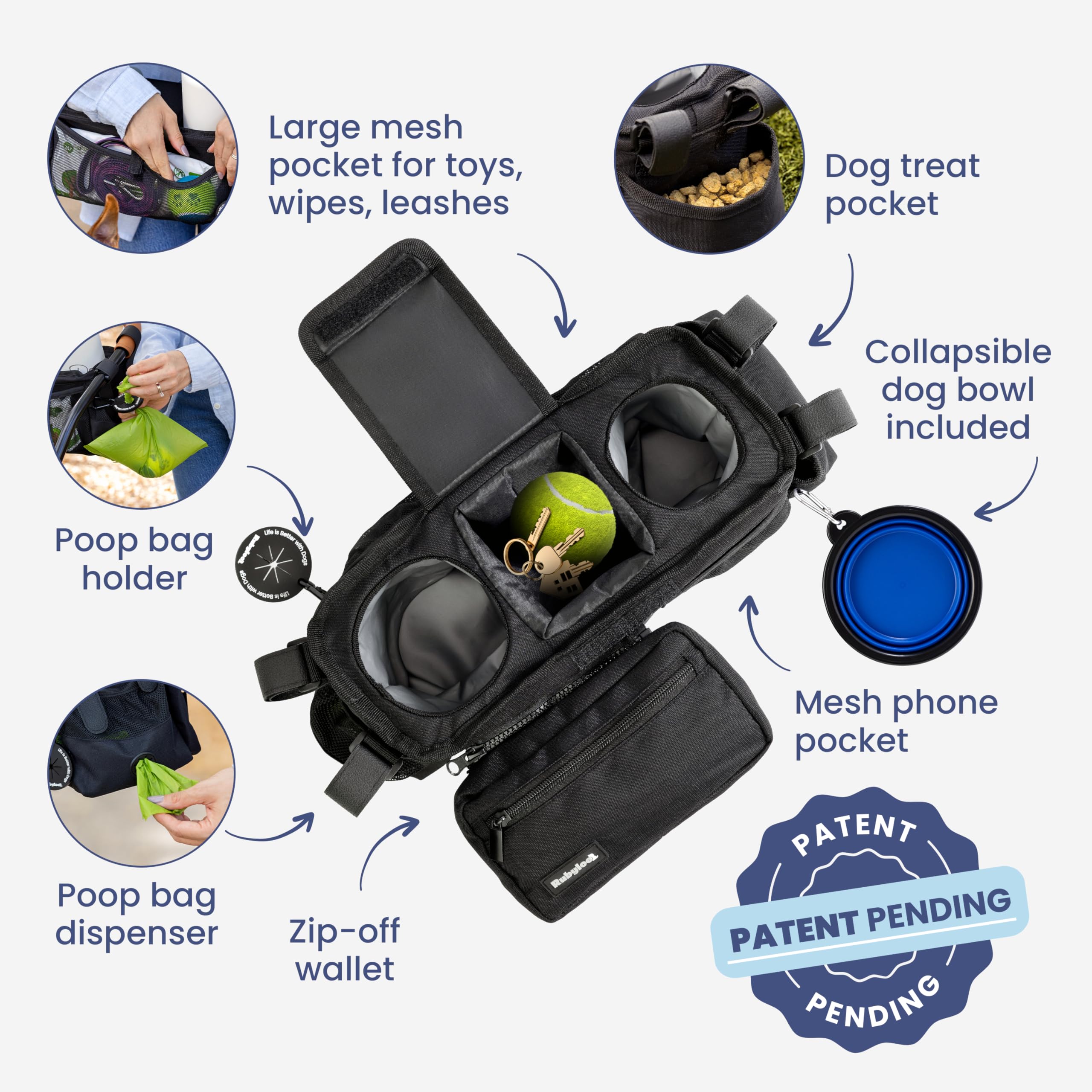rubyloo water bowl holder keeps hydration ready during walks.