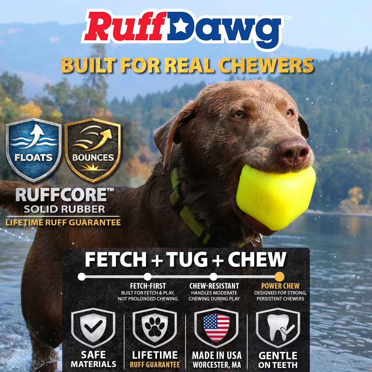 Ruff Dawg Cube floating on water for pool and lake retrieves.