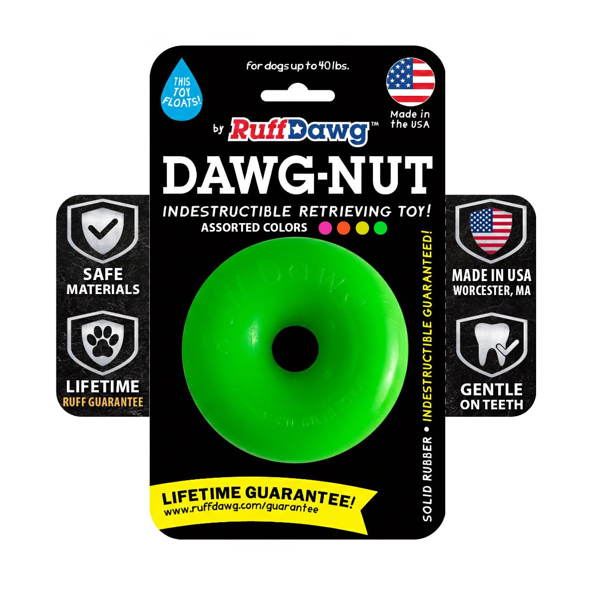 Ruff Dawg Dawg-Nut Medium donut toy for aggressive chewers, durable chew.