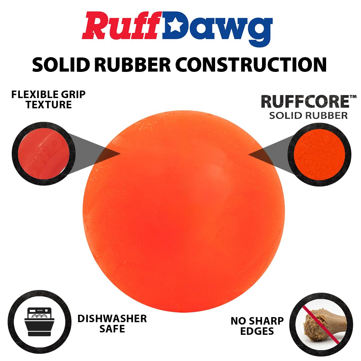 Ruff Dawg floating fetch ball; ideal for water games in pools or lakes.
