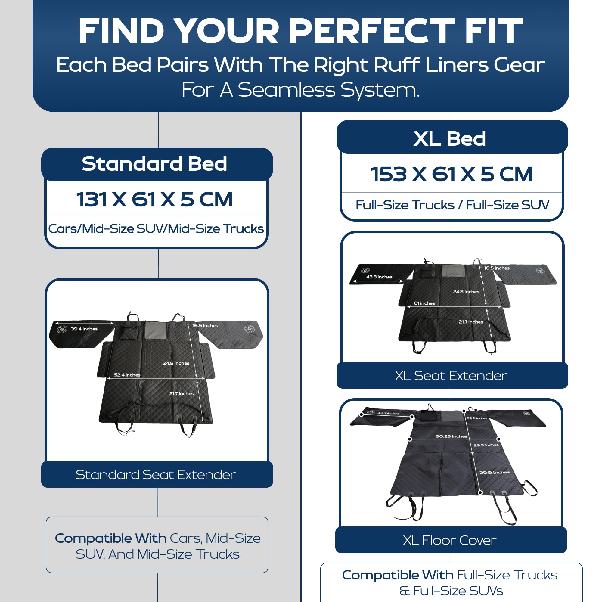 Ruff Liners dog bed with non-slip base keeps pets steady in the vehicle.