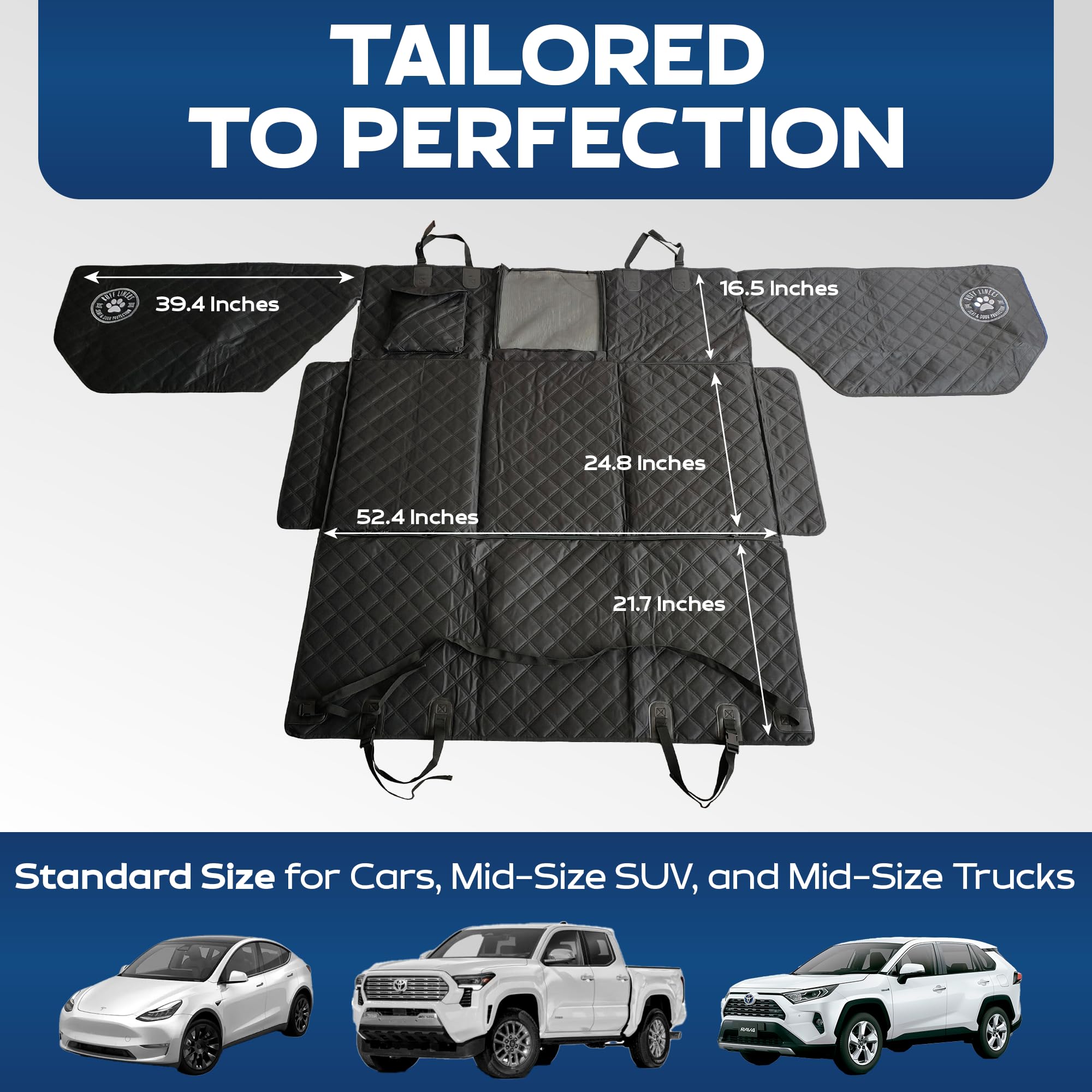 Easy-install design with anchors and non-slip underside for secure pet travel.