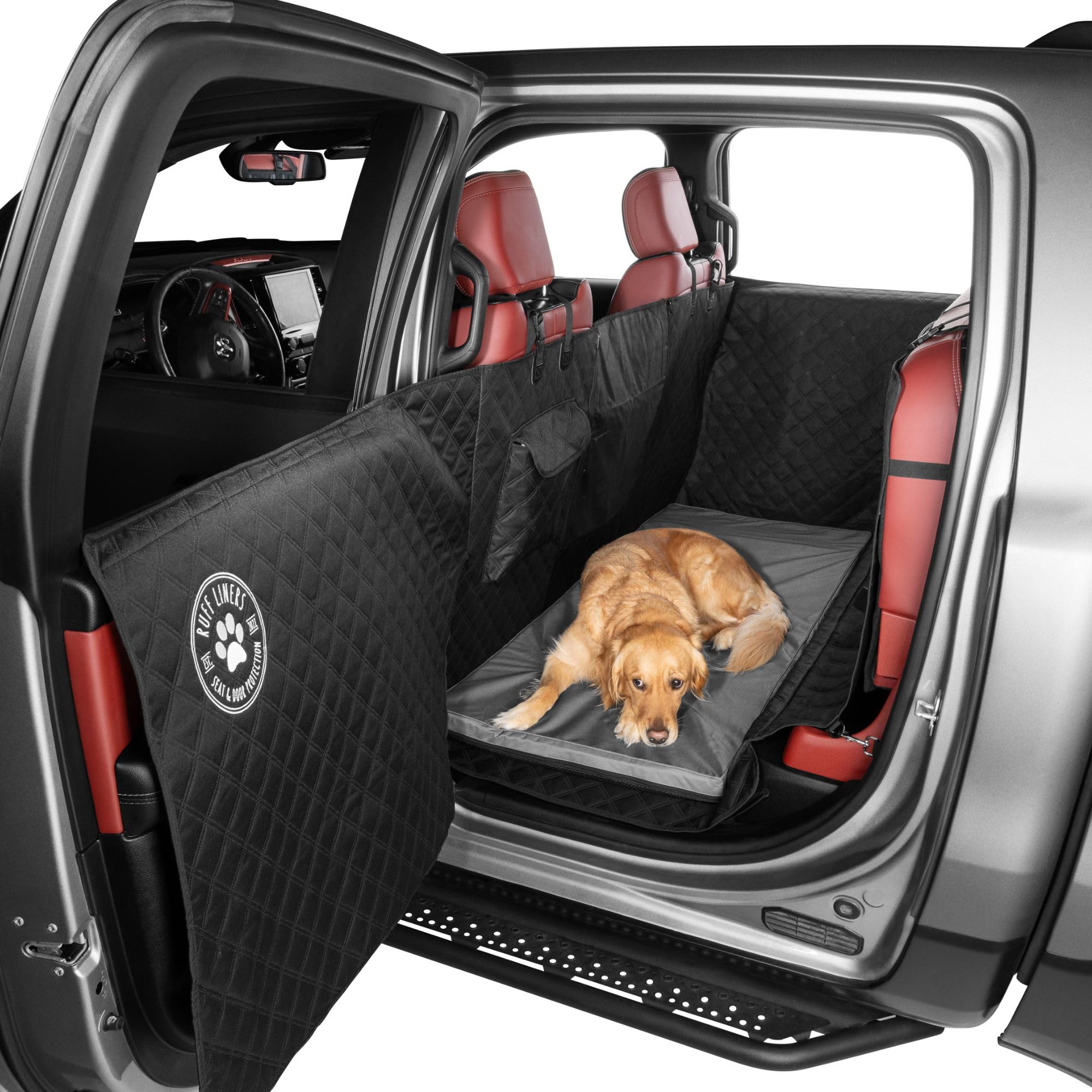 Ruff Liners standard dog bed gray top offers soft support on car rides