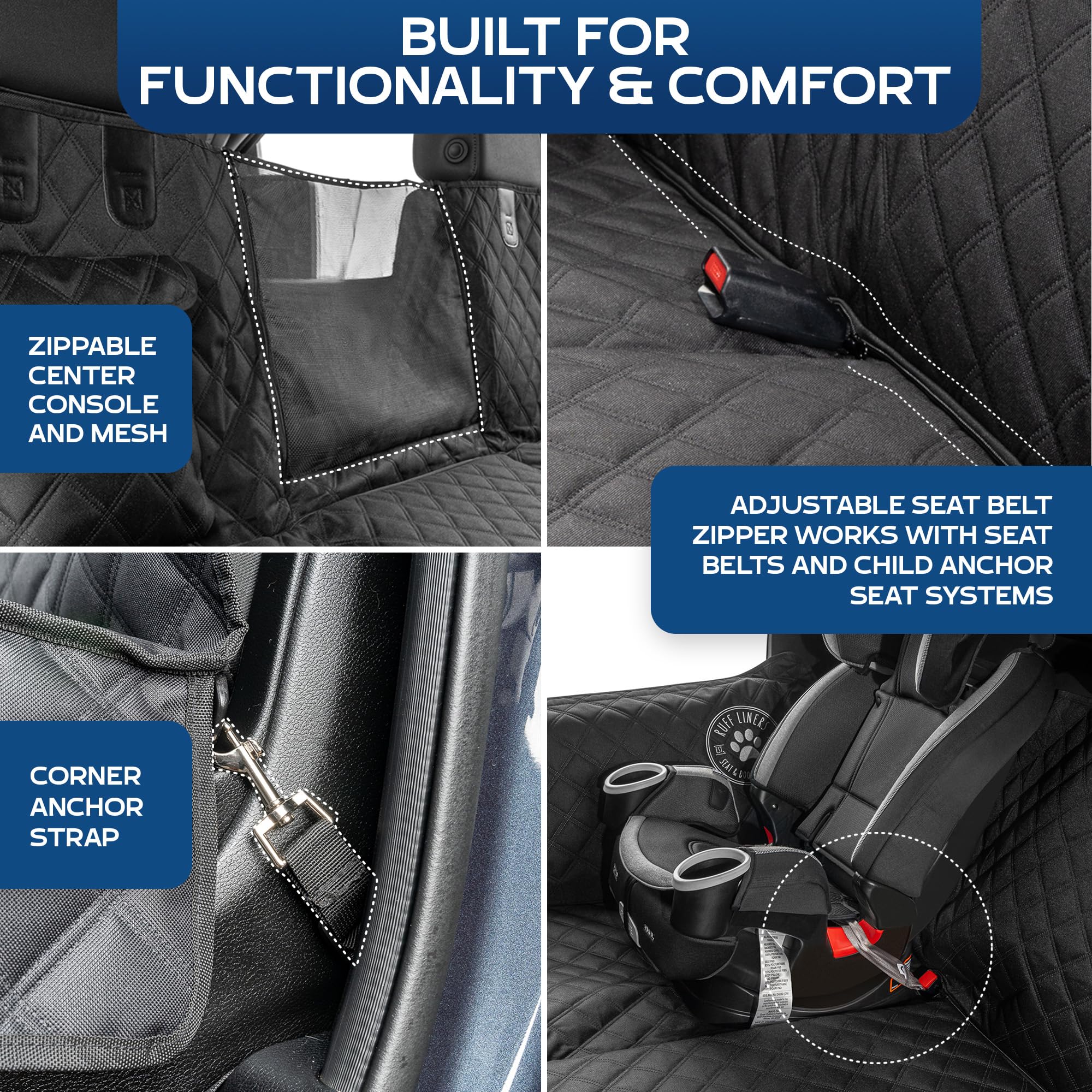 Ruff Liners waterproof triple-layer backseat cover protects seats from mud.
