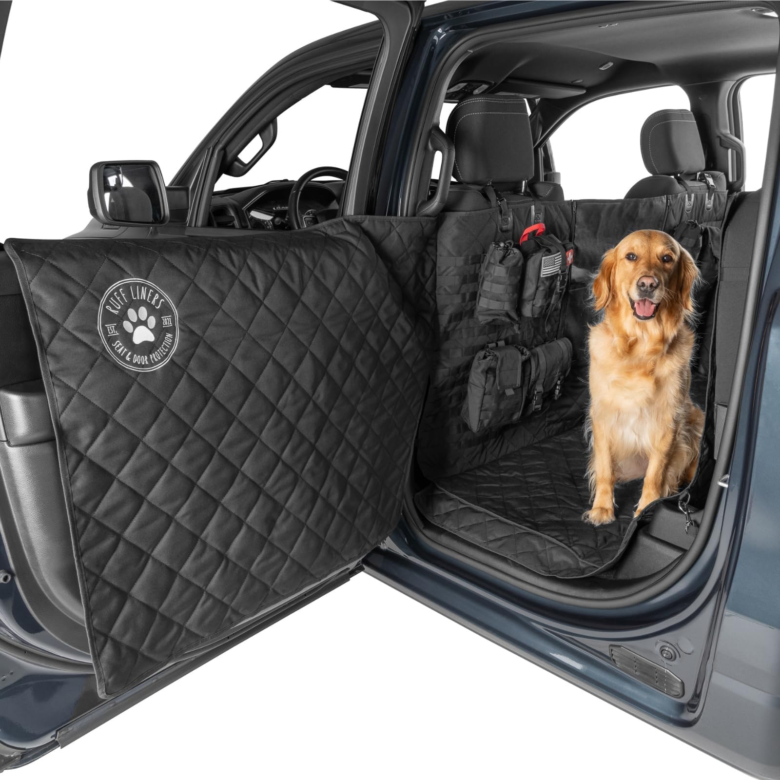 Ruff Liners XL floor cover with MOLLE system protects back seats and adds cargo options.