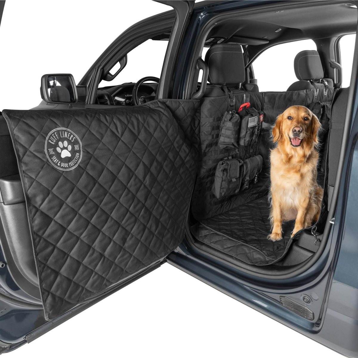 Ruff Liners XL floor cover with MOLLE system protects back seats and adds cargo options.