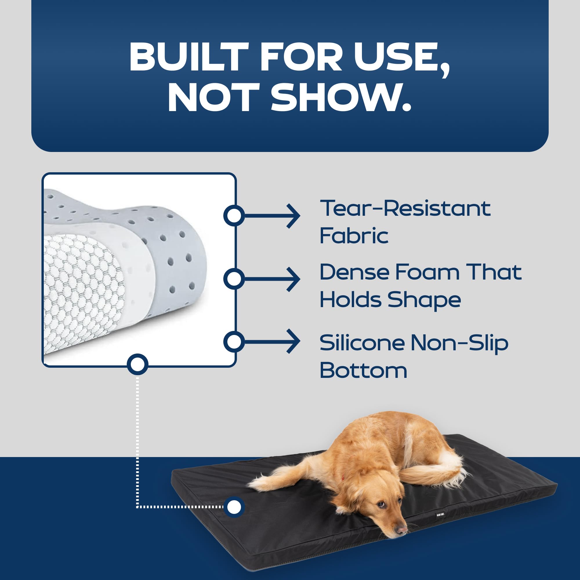 Ruff Liners XL non-slip base keeps the bed steady on seat extenders.