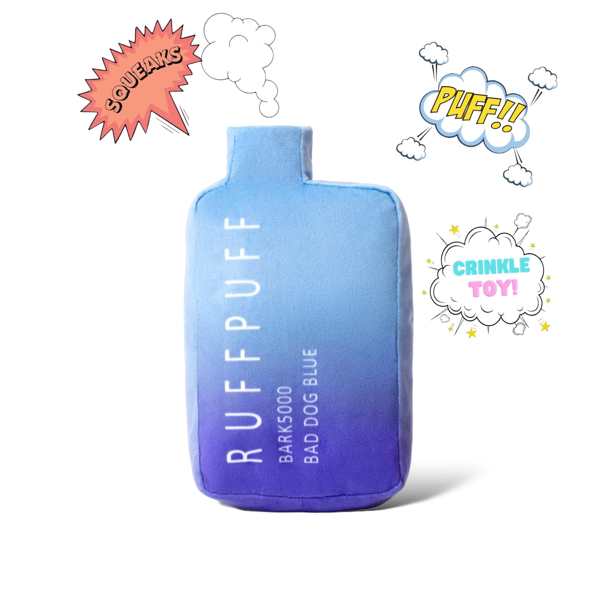 Ruff Puff plush dog toy—gift-ready and suited for dogs of all sizes.