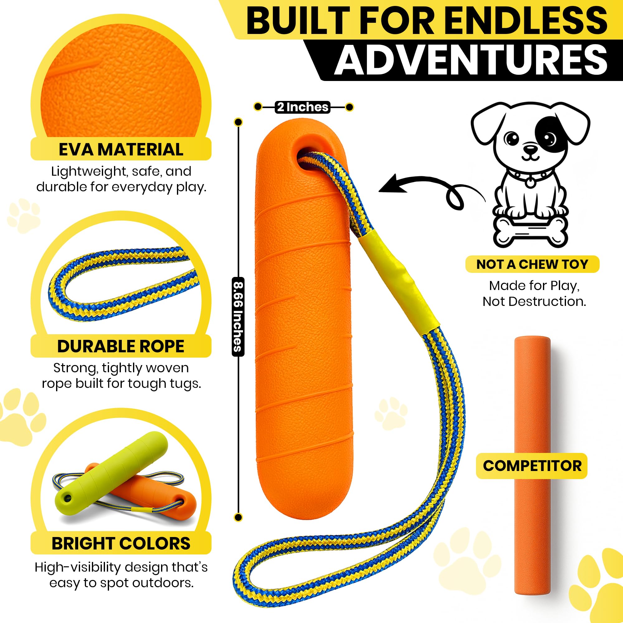 Ruffify orange-green bumper toy ideal for pool and beach fetch