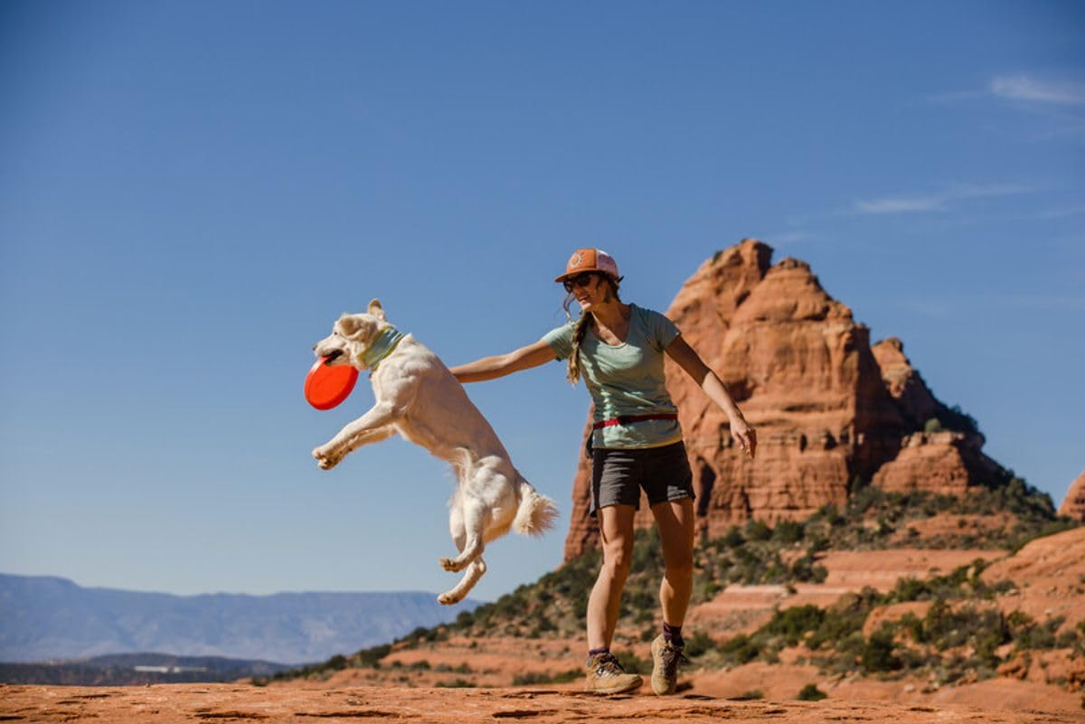 Ruffwear Camp Flyer Disc bright high-visibility color aids quick finding.