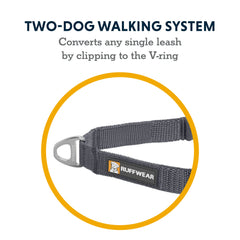 Ruffwear coupler stretch webbing offers smoothing support for two dogs on trails