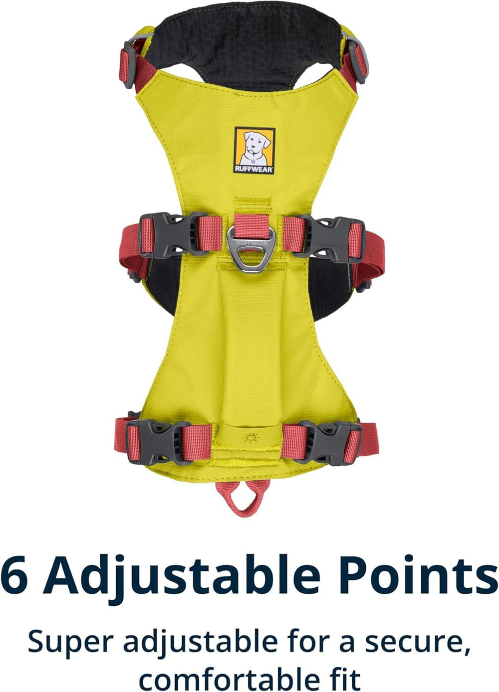 Chest and rear loop reinforcement on Ruffwear Flagline supports controlled movement.