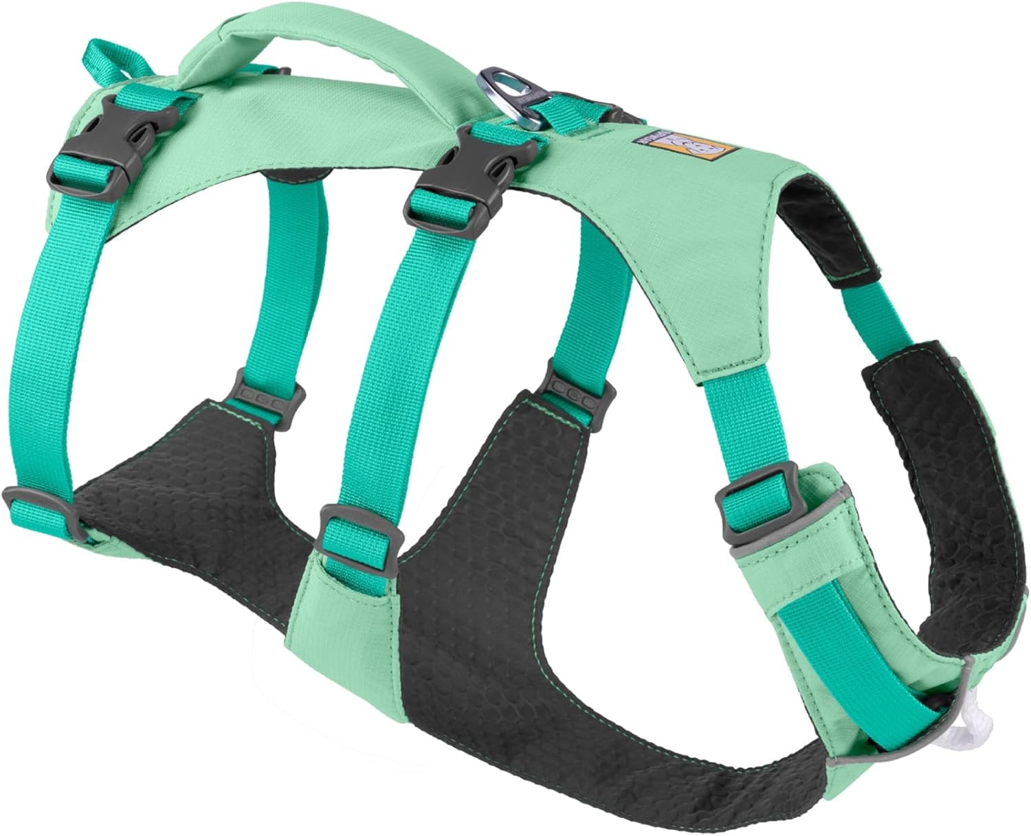 Ruffwear Flagline harness front view shows lightweight comfort for daily adventures
