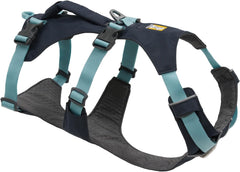 Ruffwear Flagline harness front view highlighting lightweight design for comfort on outdoor adventures.