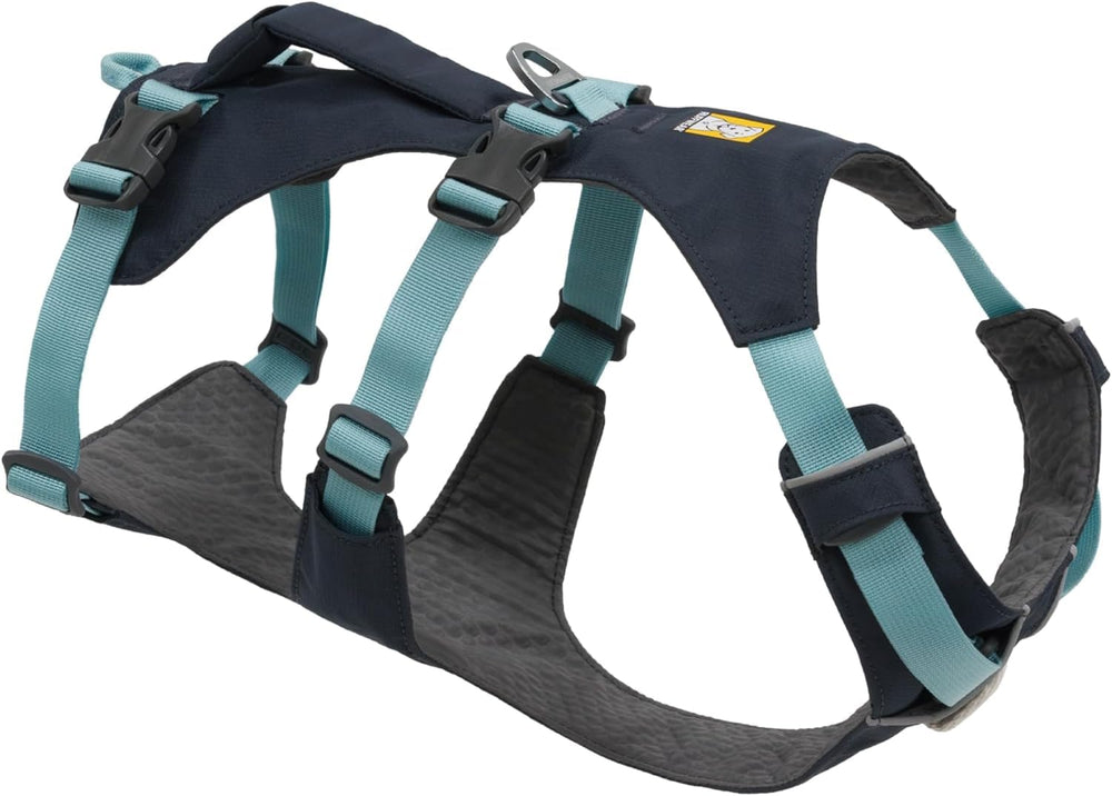 Ruffwear Flagline harness on dog during a walk for lightweight comfort