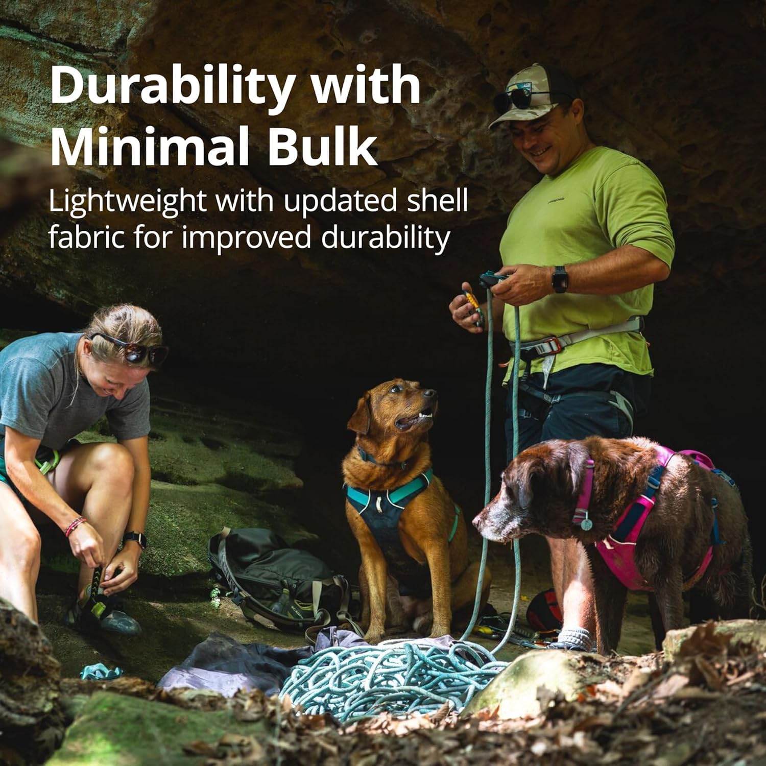 Back V-ring and reinforced loops provide versatile leash options for training or walking.
