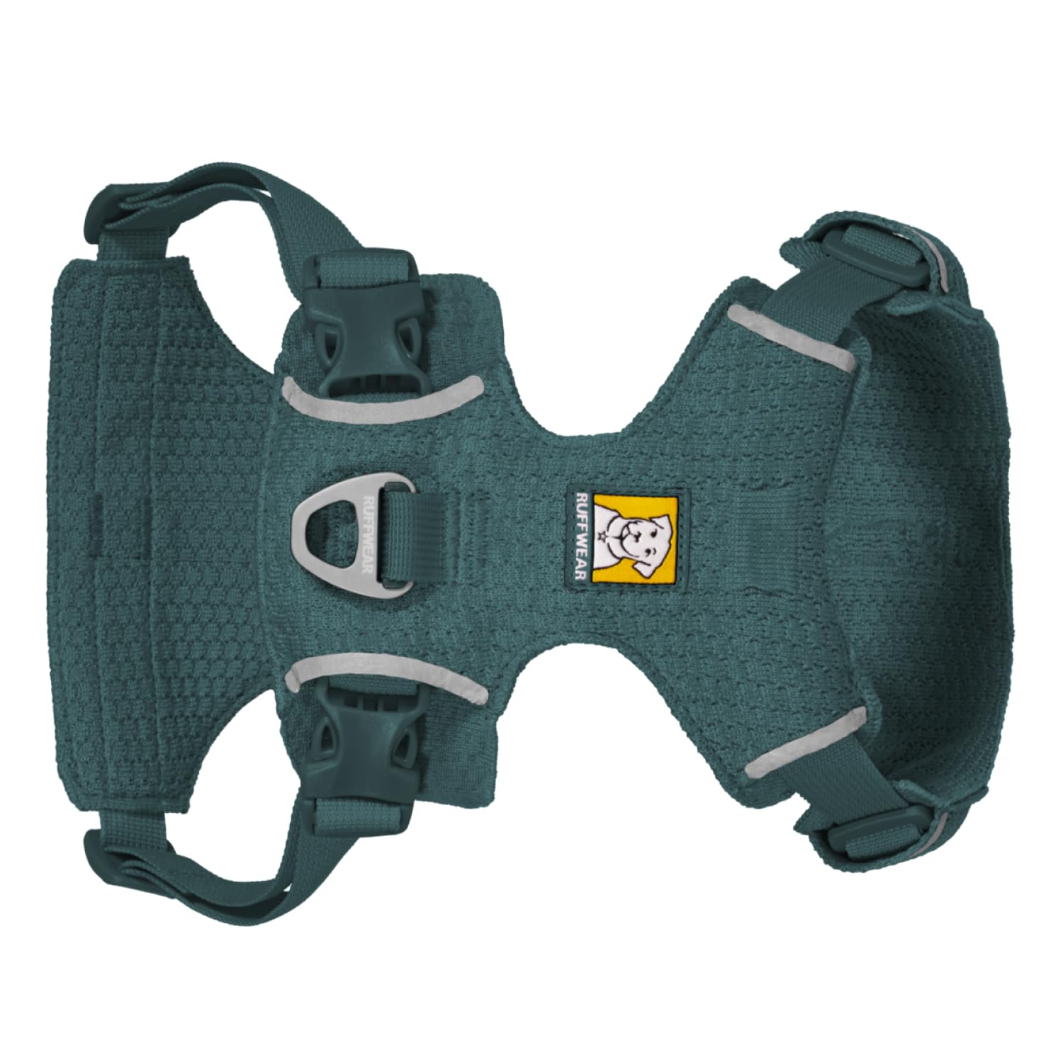 Ruffwear Front Range Flex harness deep teal color on dog for stylish comfort.