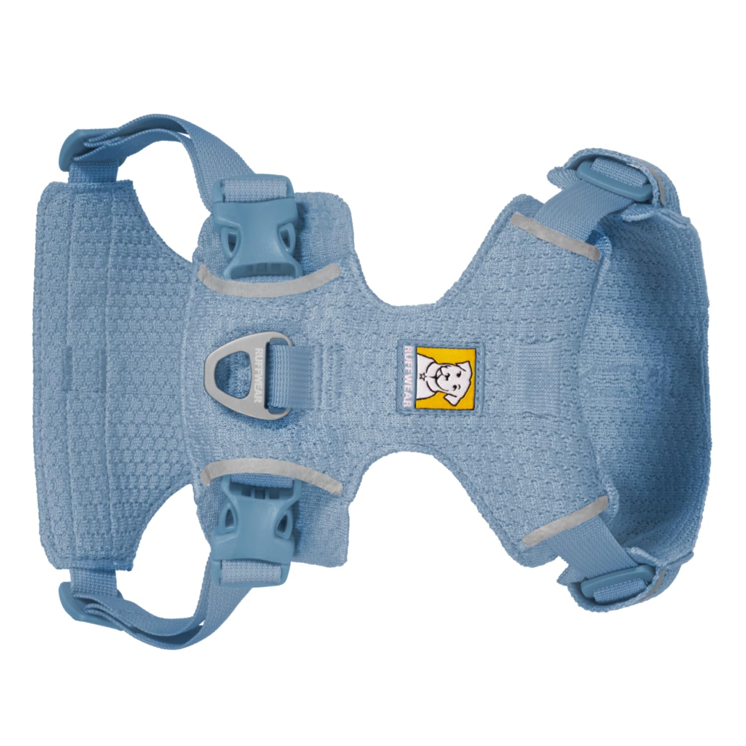 Ruffwear Front Range Flex polar-blue small harness on a dog highlights fit