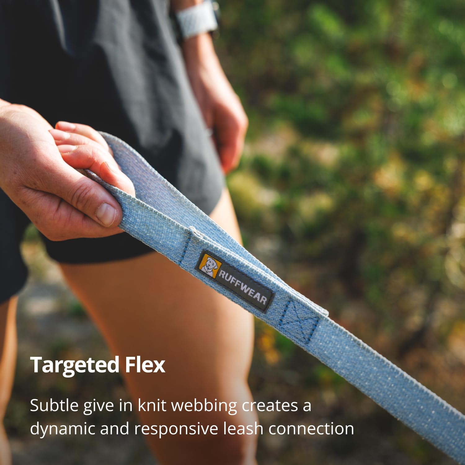 Close-up of Crux Clip on Ruffwear leash, secure lock in action.