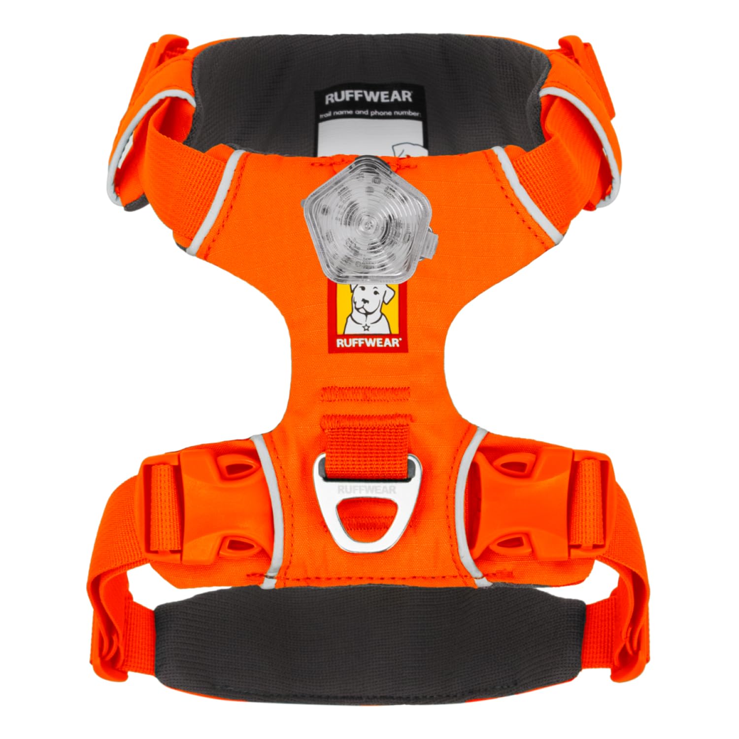 Ruffwear Front Range Beacon Light loop adds nighttime safety when used.