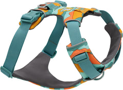 Ruffwear Front Range Harness on dog back showing dual leash attachment points for versatile control