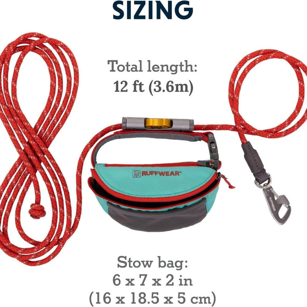 Durable stow bag stores the rope tail end while protecting it.
