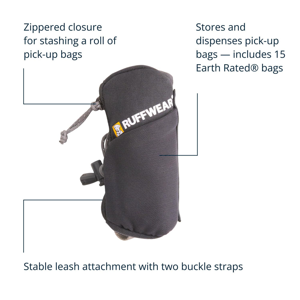 Ruffwear Stash Bag Mini side slot enables one-handed bag release.