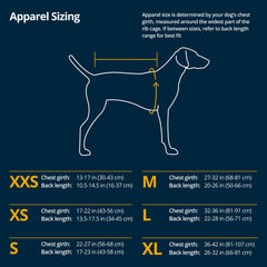 Ruffwear Sun Shower raincoat side view highlights flexible fit for active movement.