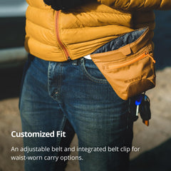 Ruffwear Treat Trader waist belt enables hands-free, comfortable training sessions.
