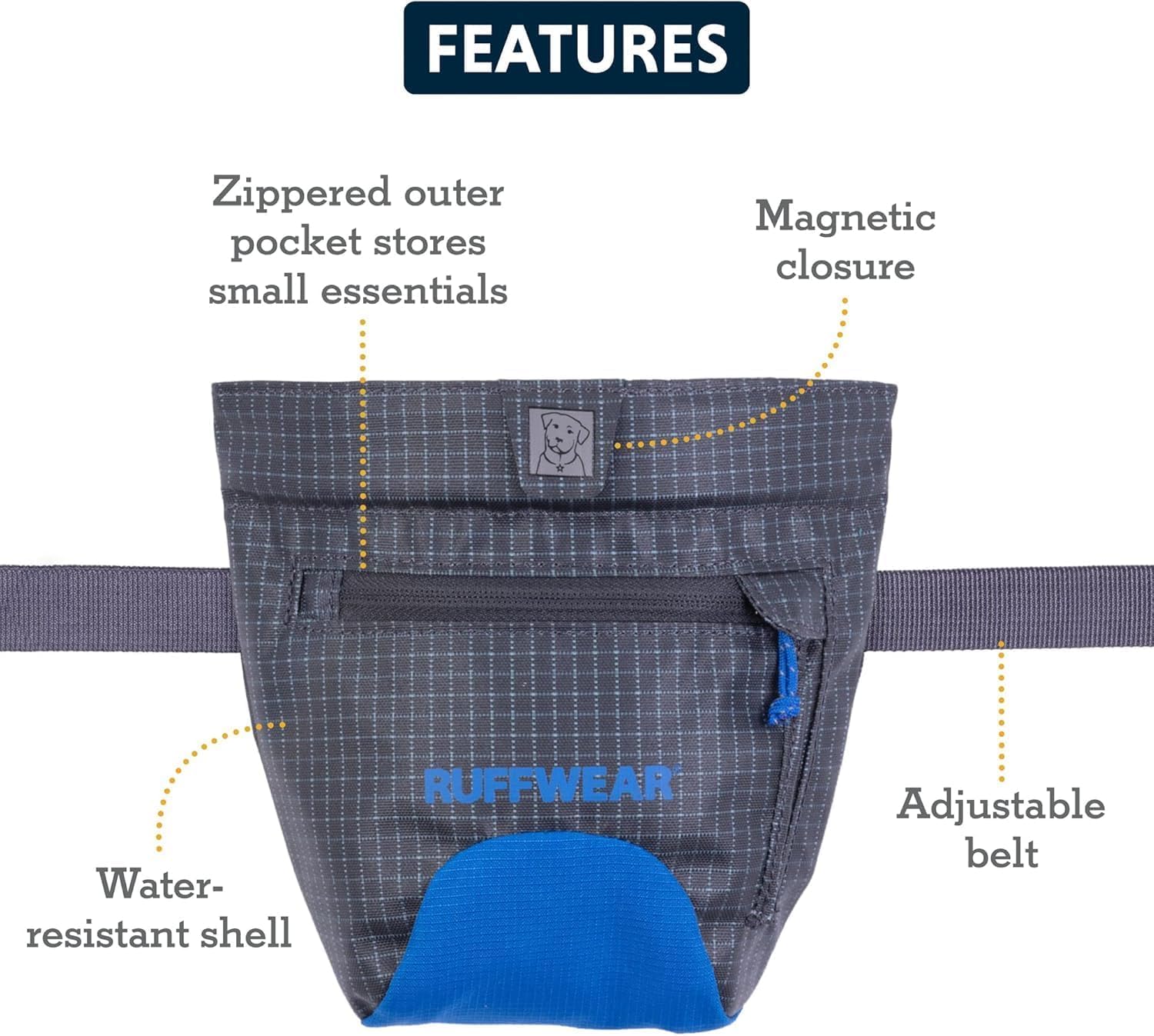 Ruffwear Treat Trader waterproof lining keeps treats fresh even in wet conditions.