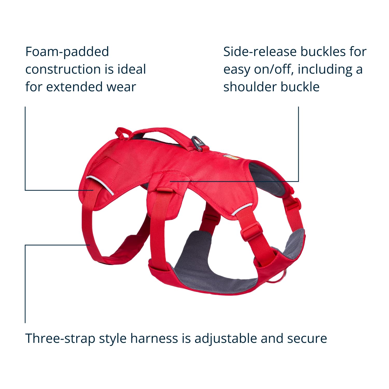 Ruffwear Web Master back V-ring and front clip offer versatile leash control