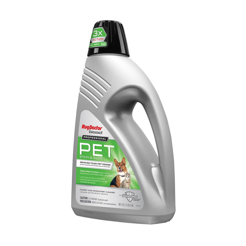 Rug Doctor BISSELL stain-removal shot highlights urine, mud, and tough pet stains.